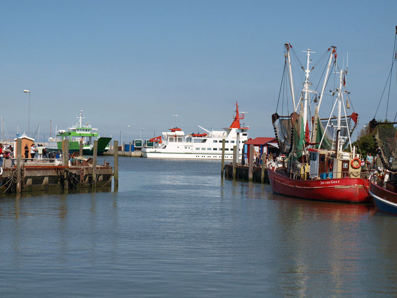 Hafen mit Fähre nach Spiekeroog in Neuharlingersiel an der Nordsee nahe dem Ferienhaus Kolks Huus